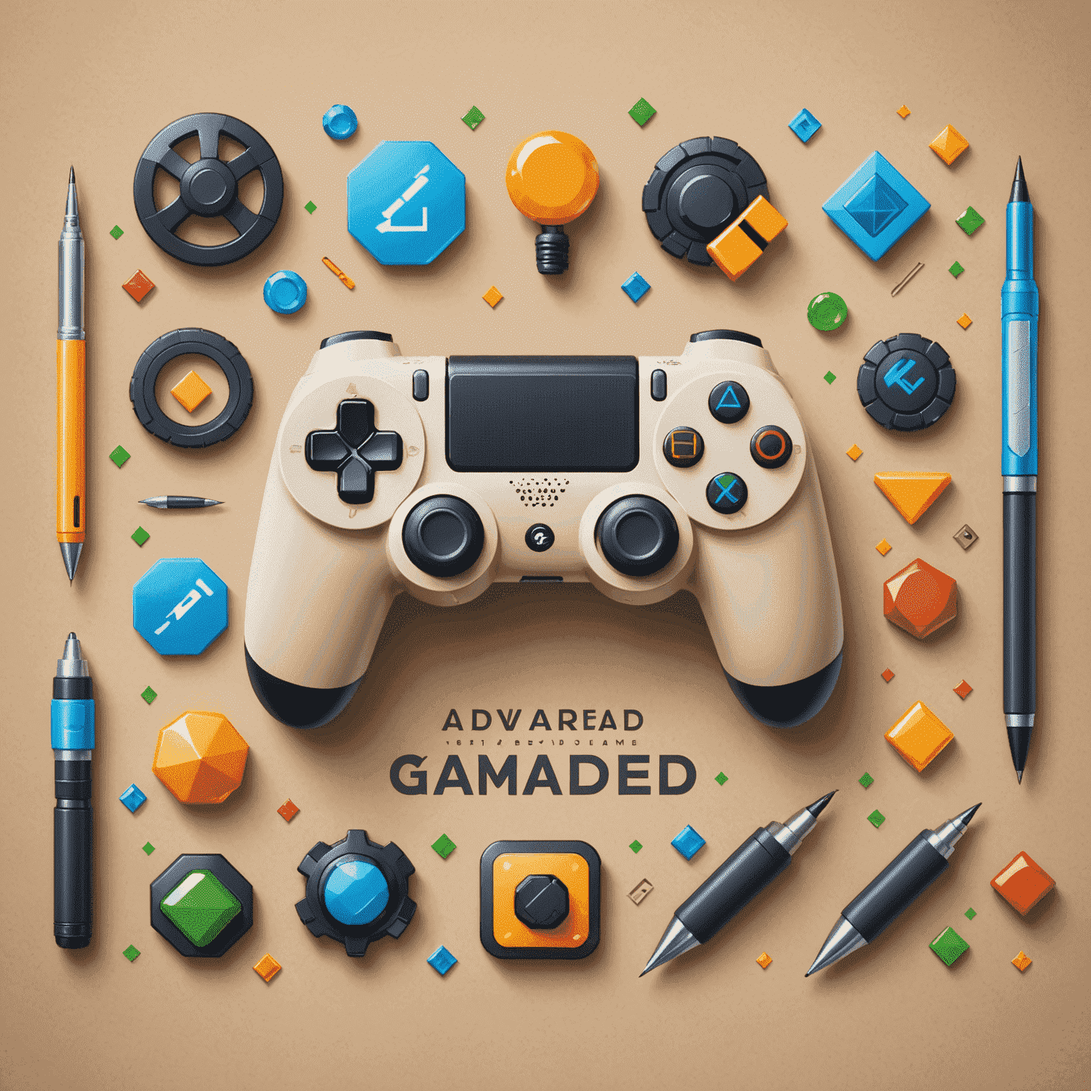 Advanced Game Design logo featuring stylized game controller and design tools