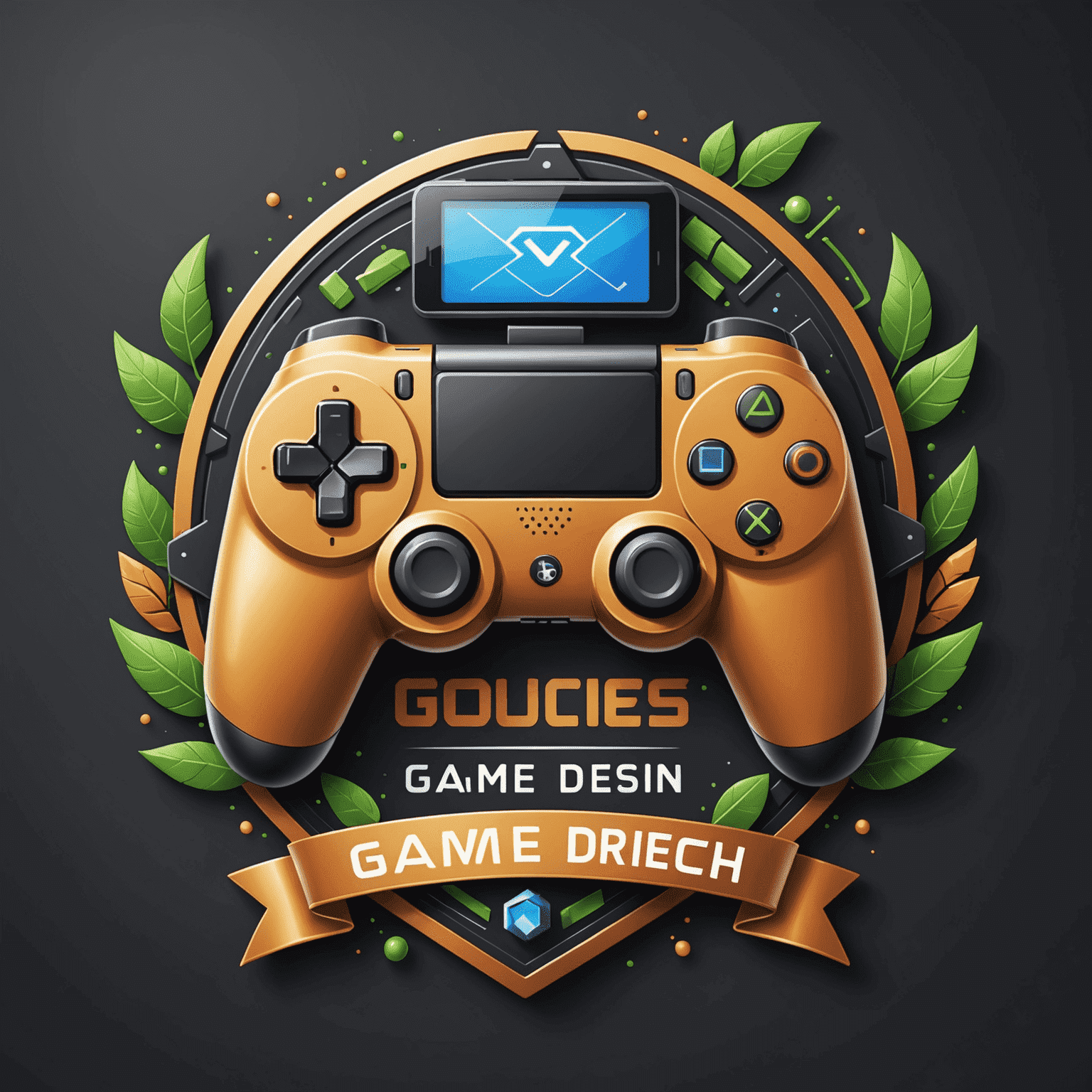 Advanced Game Design logo featuring stylized game controller and design tools